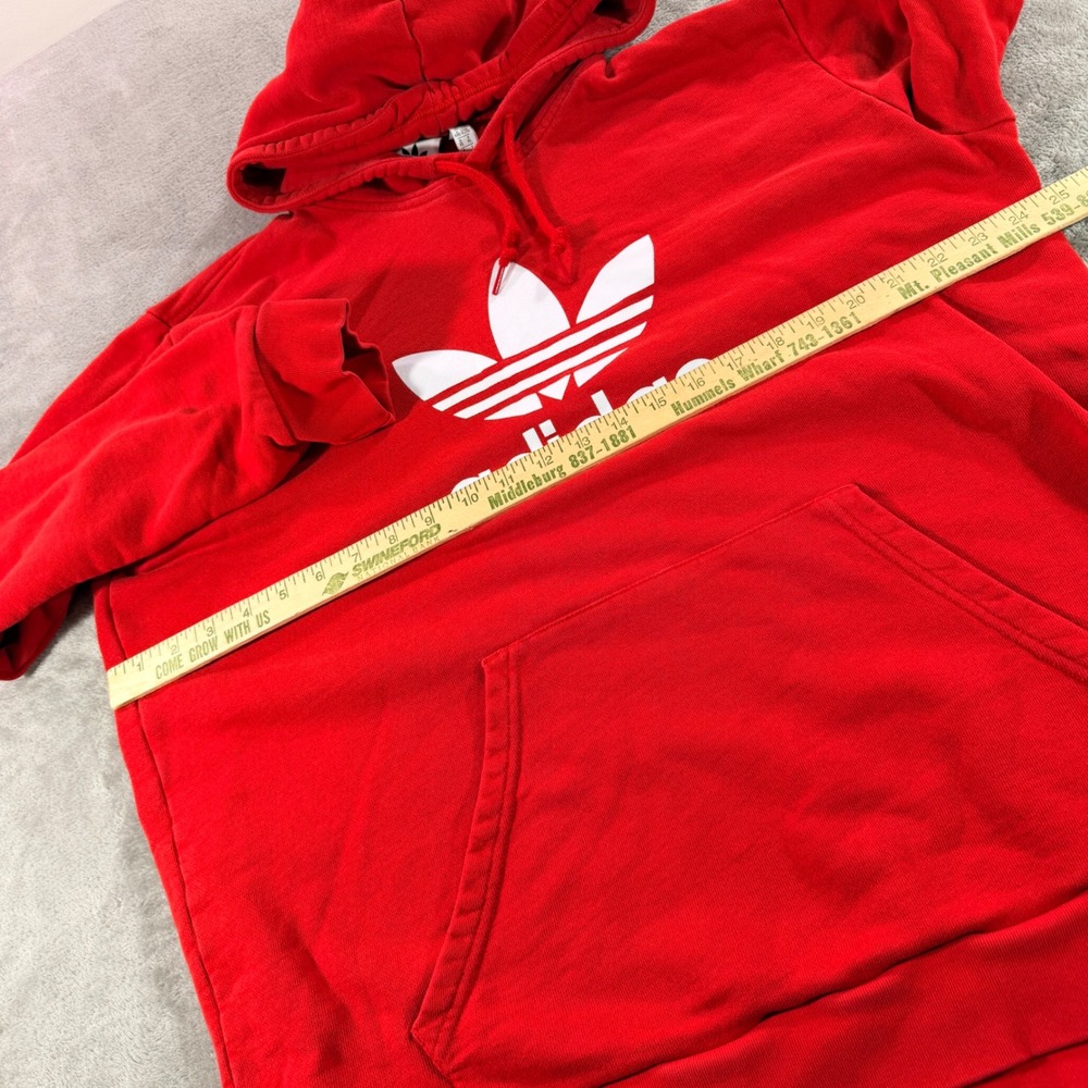 Adidas Hoodie Men XL Red Trefoil Logo Pullover Sweatshirt GD9924 - Picture 3 of 10